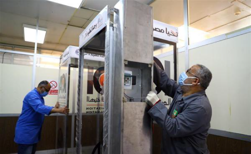 Egypt Begins Producing COVID-19 Disinfectant Cabins for Building Entryways 