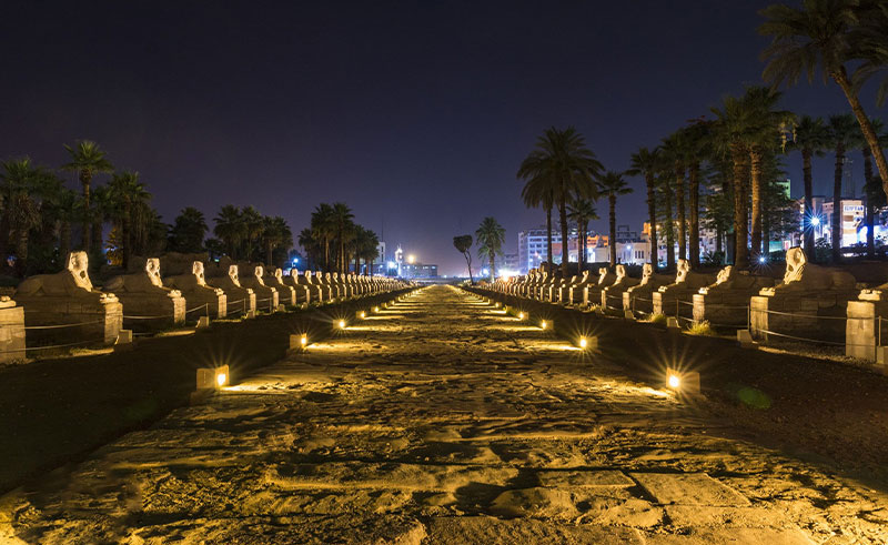 A Sneak Peek at Luxor's Stunning Sphinx Avenue Ahead of its Reopening
