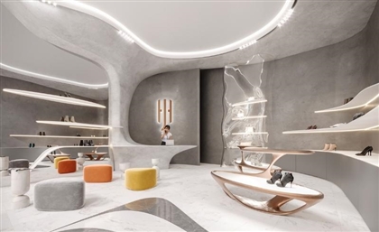 Flowing Into This Futuristic Footwear Store by Studioplus Architects